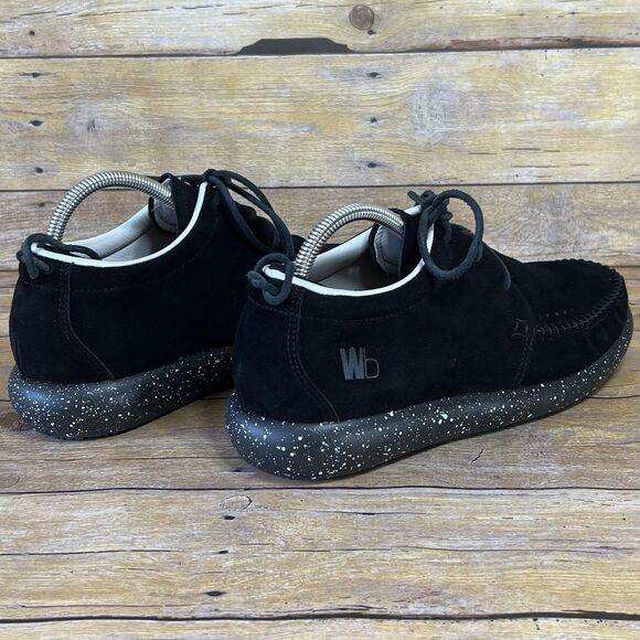 WB Moccasin Size Mens 7 Womens 8 True Black Hemera Fringe 100% Leather Suede - Picture 4 of 16